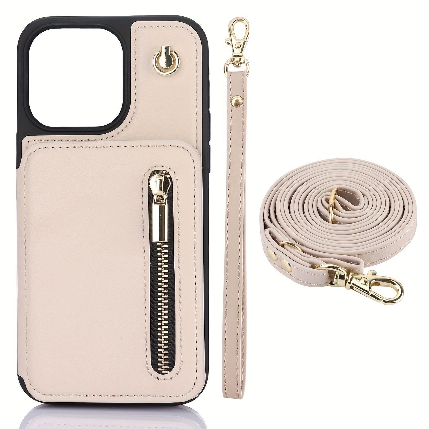 Crossbody PU Leather Back Case For IPhone 15 14 13 12 11 Pro X XS Max XR 8 7 Plus Ultra SE SE2 SE3 5G 2022 2020 Zipper Lanyard Wallet Card Slot Magnetic Stand Phone Cover