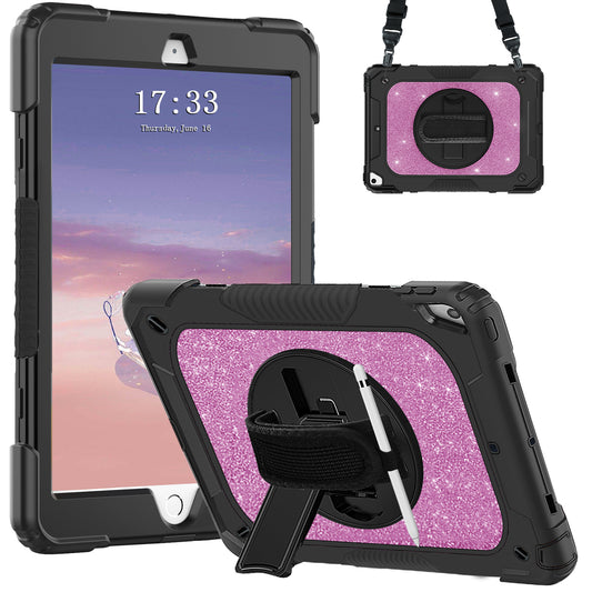 FANSONG iPad 9th 8th 7th Case, Cover for iPad 10.2 inch Kids Glitter with 360° Stand Handle Shoulder Strap Pencil Holder Shockproof Heavy Duty for Apple Tablets iPad 9 2021 8 2020 7 2019