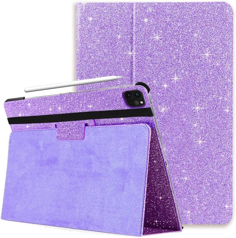 FANSONG Case for iPad Air 13 2024,Cover for iPad Pro 12.9 inch 2022 2021 2020 2018 With Auto Sleep/Wake PU Leather Glitter Smart Cover Flip Slim Pencil Slot for iPad Pro 12.9 6th 5th 4th 3rd