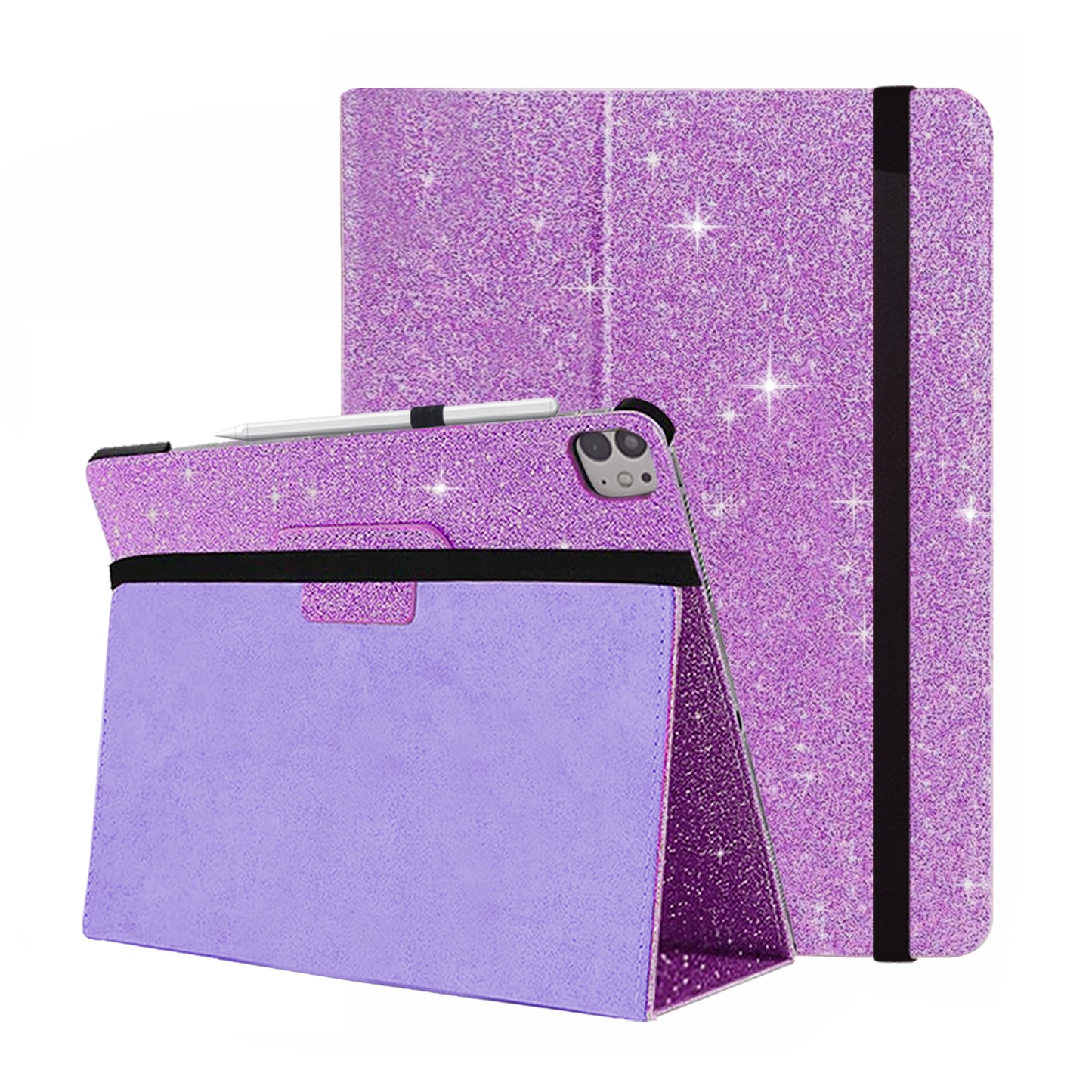 FANSONG Case for iPad Pro 11 inch 2024 Glitter, Cover for iPad Pro 11 (M4) with Auto Wake/Sleep PC Leather Smart Cover Flip Stand Magnetic Closure Support 2nd Pencil Charging for A2837 A3006