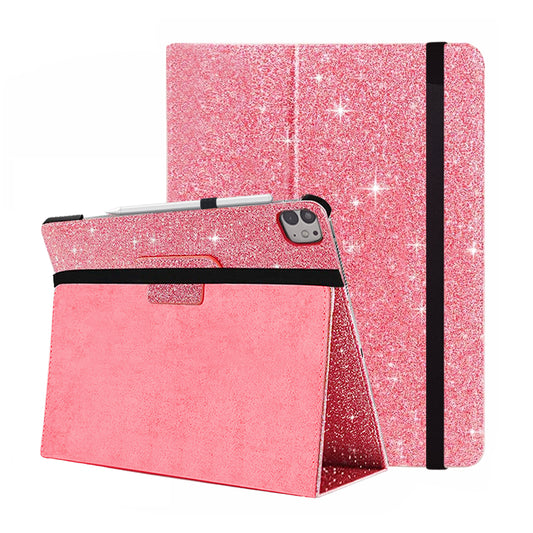 FANSONG Case for iPad Pro 11 inch 2024 Glitter, Cover for iPad Pro 11 (M4) with Auto Wake/Sleep PC Leather Smart Cover Flip Stand Magnetic Closure Support 2nd Pencil Charging for A2837 A3006