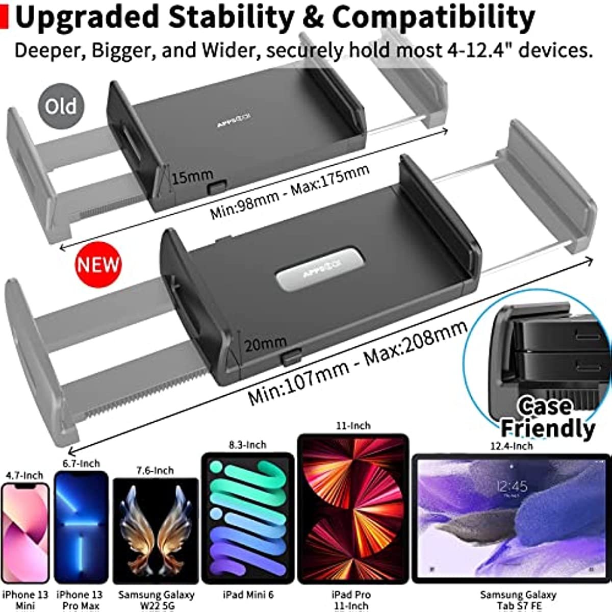 Universal Car Mount [2 In 1] CD Slot Tablet Car Mount For 7-12.4 Inch Tablet, CD Player Cell Phone Holder For 3.5-7 Inch Smartphone - For Tablet Car Mount Dash Holder Stand For IPad Pro/Air/Mini