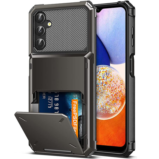 For Samsung Galaxy A14 5G Case Wallet 5 Credit Card Holder ID Slot Flip Cover Wallet Case Back Pocket Protective Hard Shell Rubber Bumper Armor