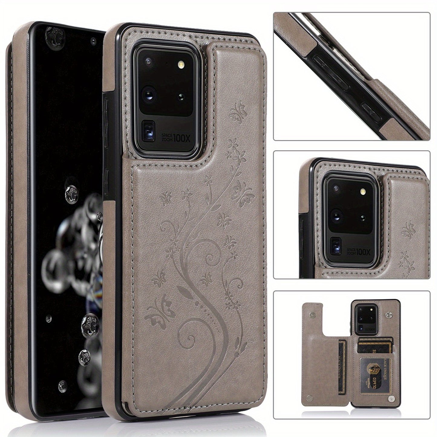 Mobile Phone Leather Case With Double Buckle Embossed For Samsung S23/S23+/S23 Ultra