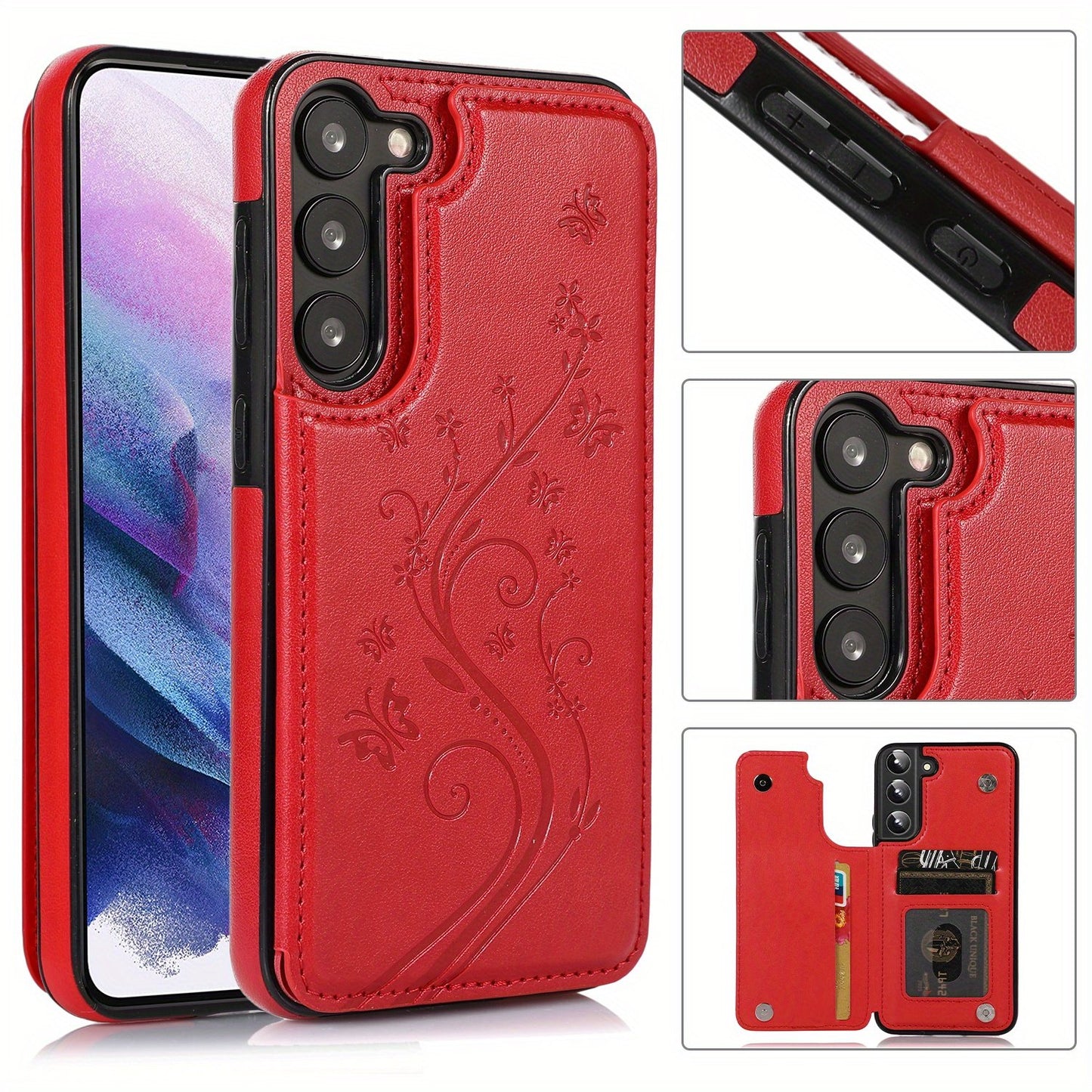 Mobile Phone Leather Case With Double Buckle Embossed For Samsung S23/S23+/S23 Ultra