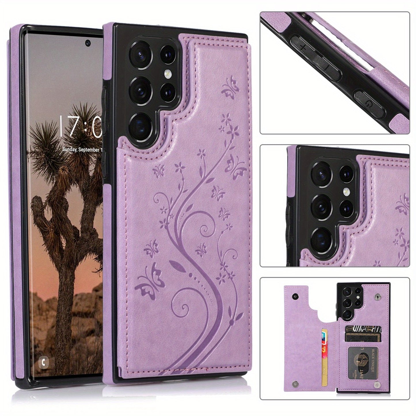 Mobile Phone Leather Case With Double Buckle Embossed For Samsung S23/S23+/S23 Ultra