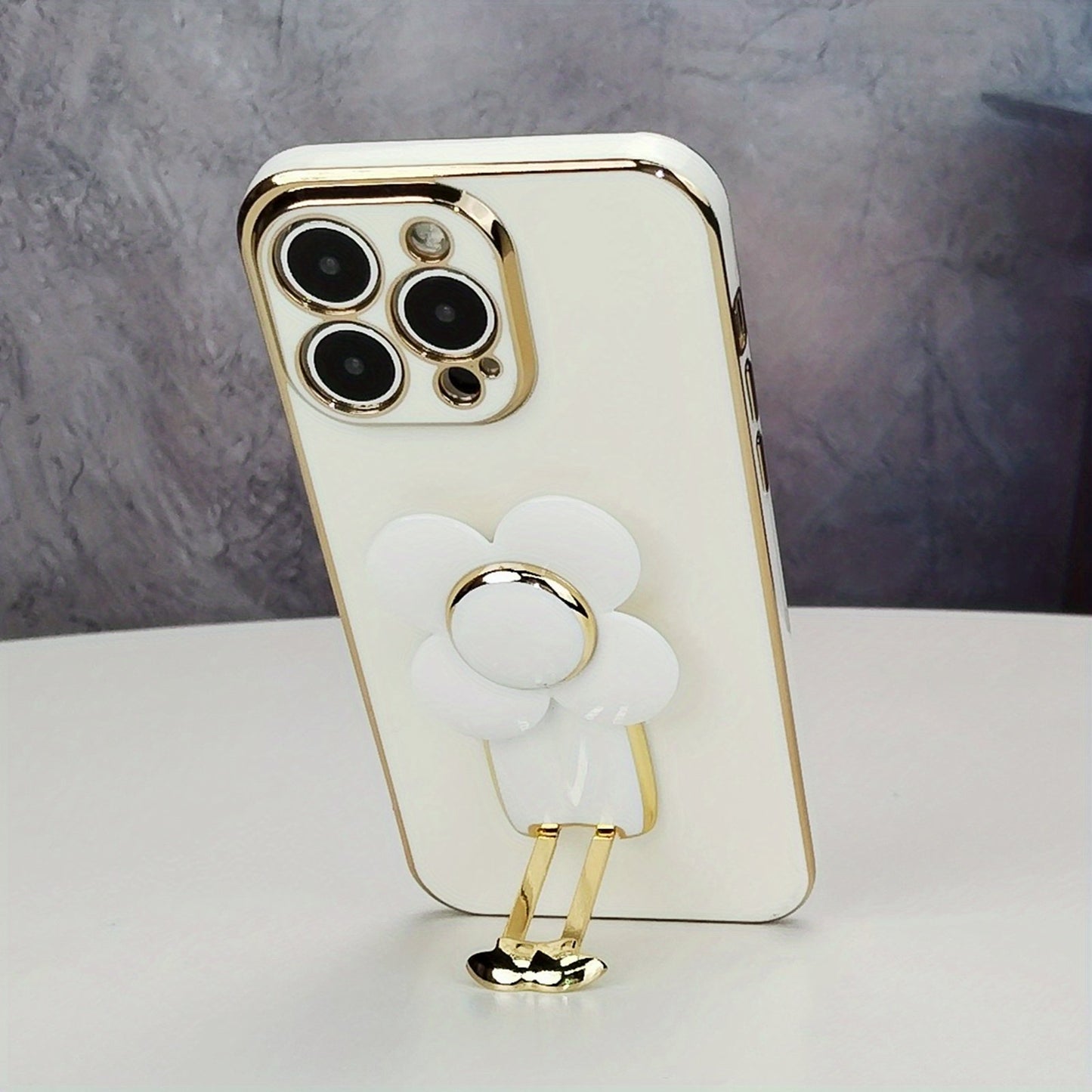 Electroplated Phone Case Decompress Mood Rotatable Flower Phone Holder Phone Grip Hidden Stand Anti-Fall Sleeve Phone Case Camera Lens All Inclusive Protecion Phone Soft Shell For IPhone7/8/11/12/13/14/X/XR/Xs/Plus/Pro/Pro Max/SE2/mini Series