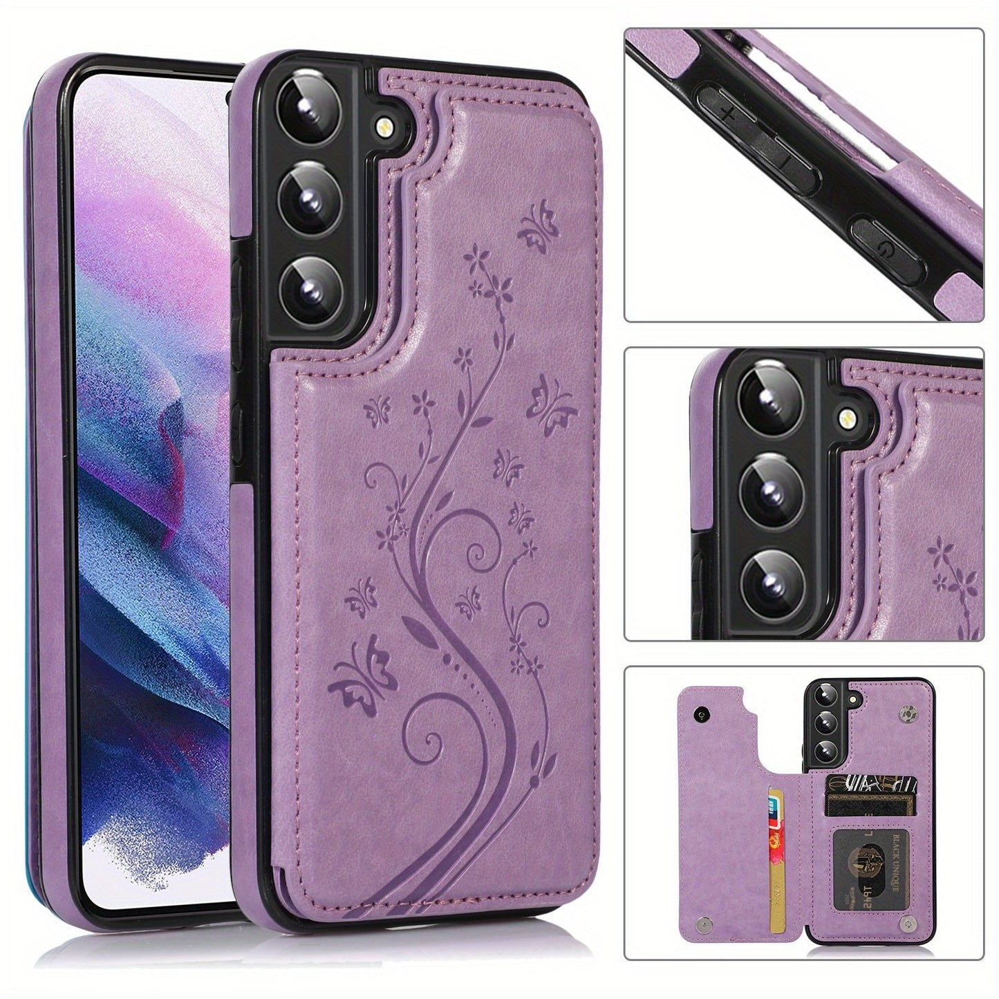 Mobile Phone Leather Case With Double Buckle Embossed For Samsung S23/S23+/S23 Ultra