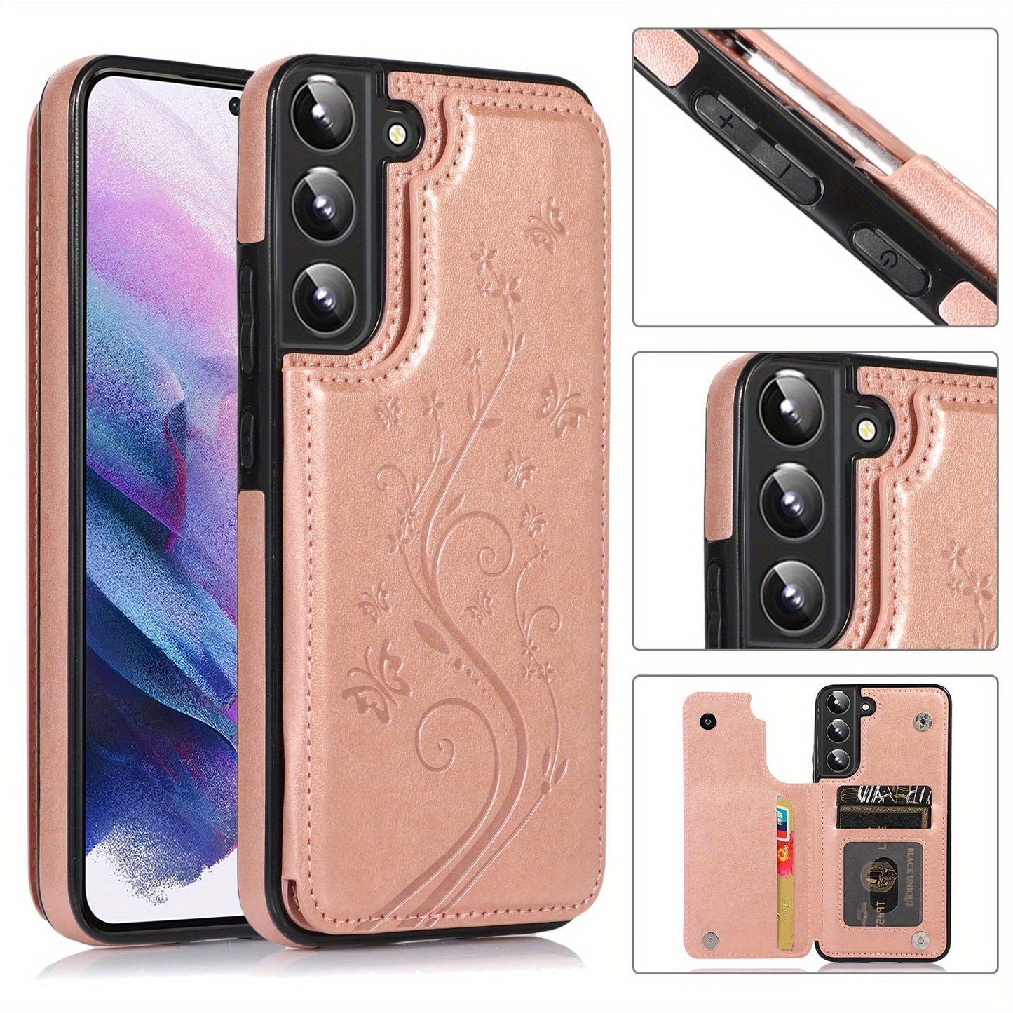 Mobile Phone Leather Case With Double Buckle Embossed For Samsung S23/S23+/S23 Ultra