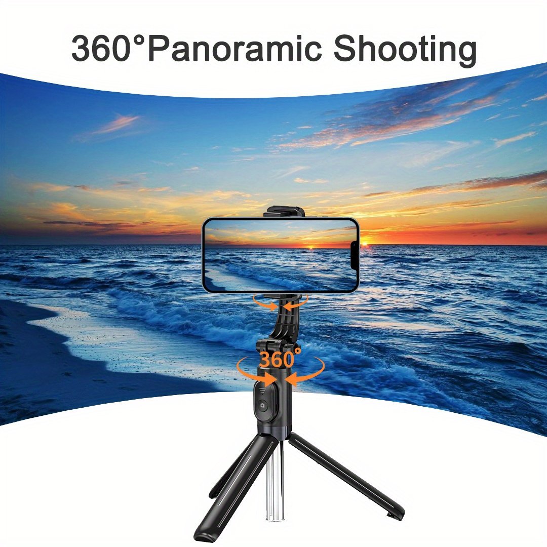 360° Rotating 40-Inch Selfie Stick Tripod with Wireless Remote, Battery Powered, Extendable Phone Holder for Travel, Vlogging - Wireless Portable Tripod Stand