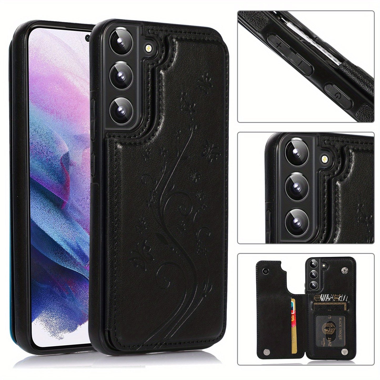 Mobile Phone Leather Case With Double Buckle Embossed For Samsung S23/S23+/S23 Ultra