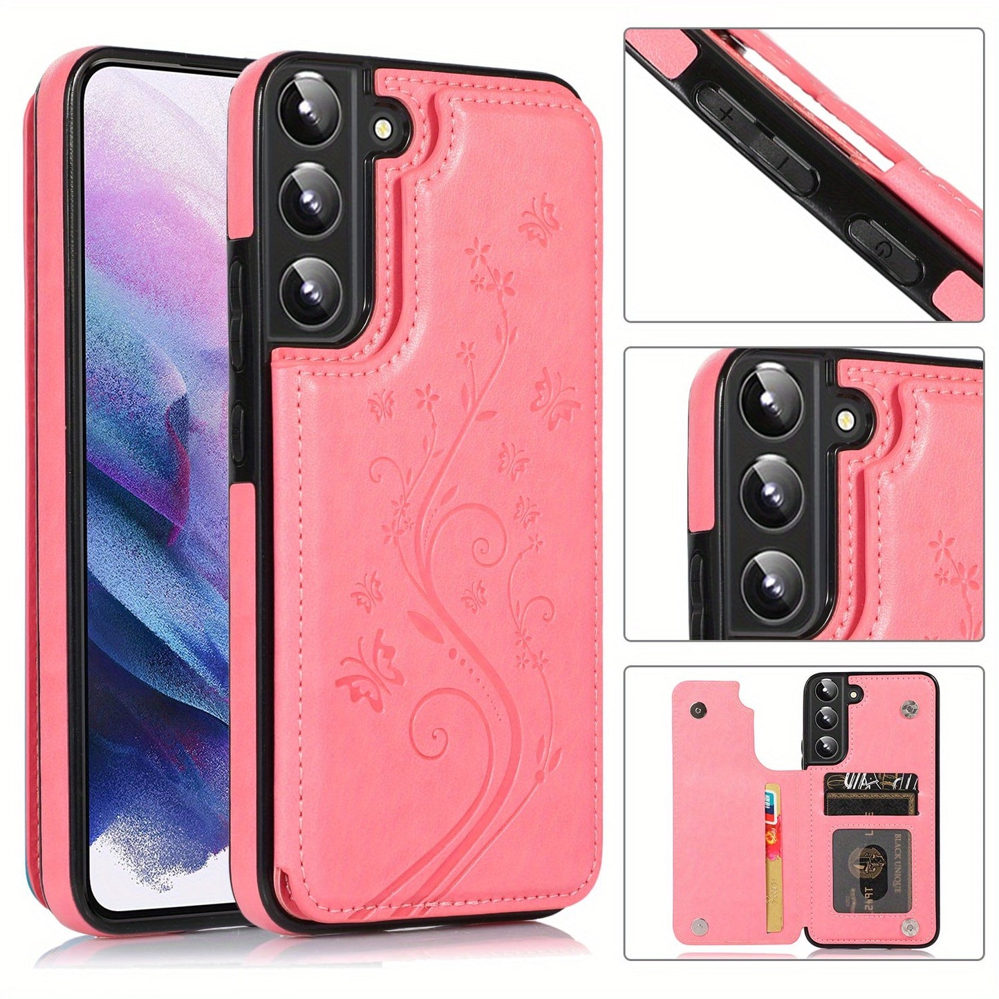 Mobile Phone Leather Case With Double Buckle Embossed For Samsung S23/S23+/S23 Ultra