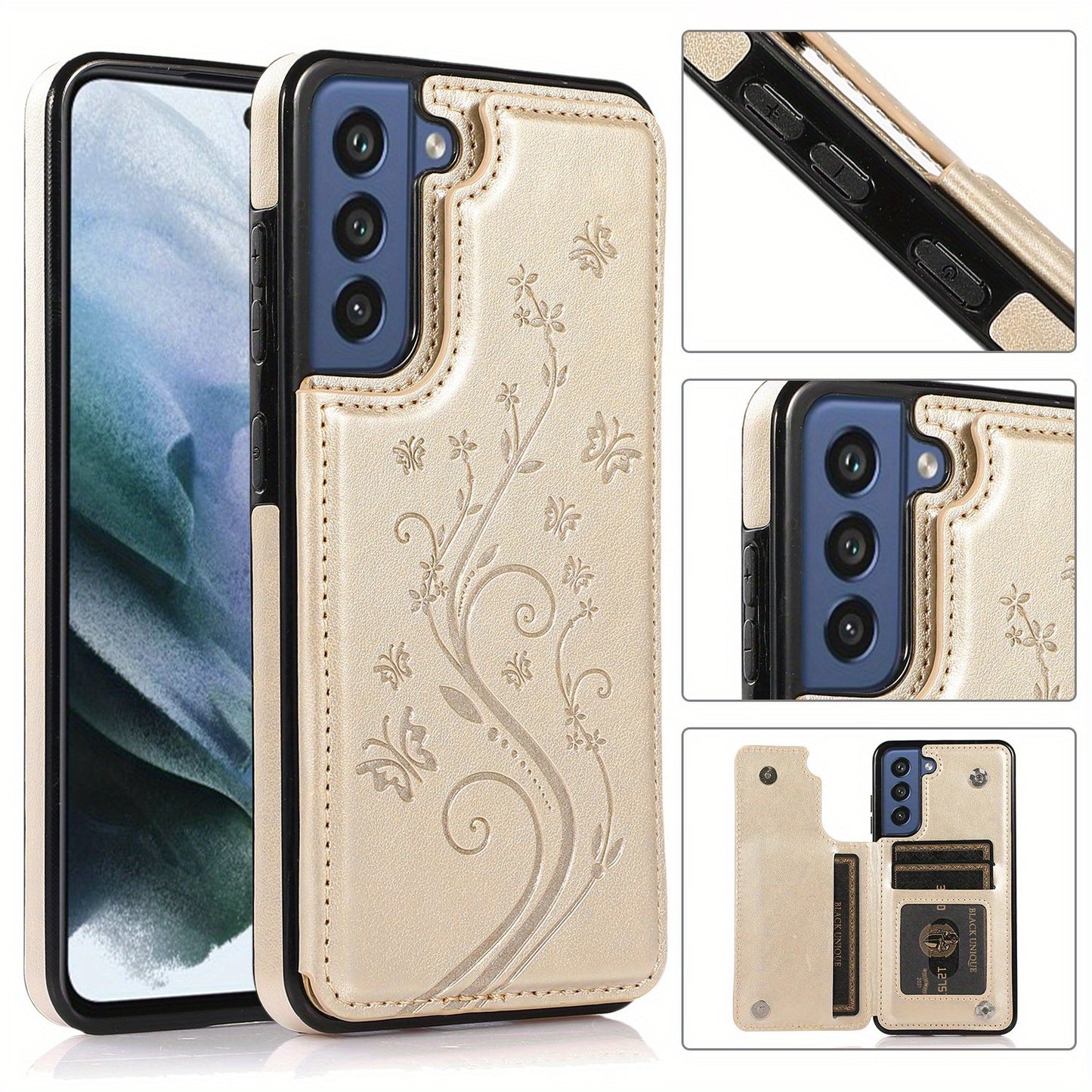 Mobile Phone Leather Case With Double Buckle Embossed For Samsung S23/S23+/S23 Ultra