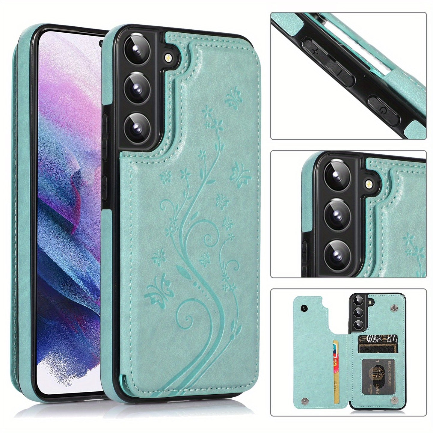 Mobile Phone Leather Case With Double Buckle Embossed For Samsung S23/S23+/S23 Ultra