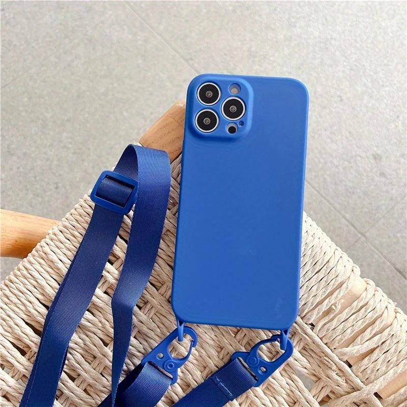 Crossbody Necklace Lanyard Cord Soft Silicone Phone Case For iPhone 15 13 14 Pro Max Strap Cover