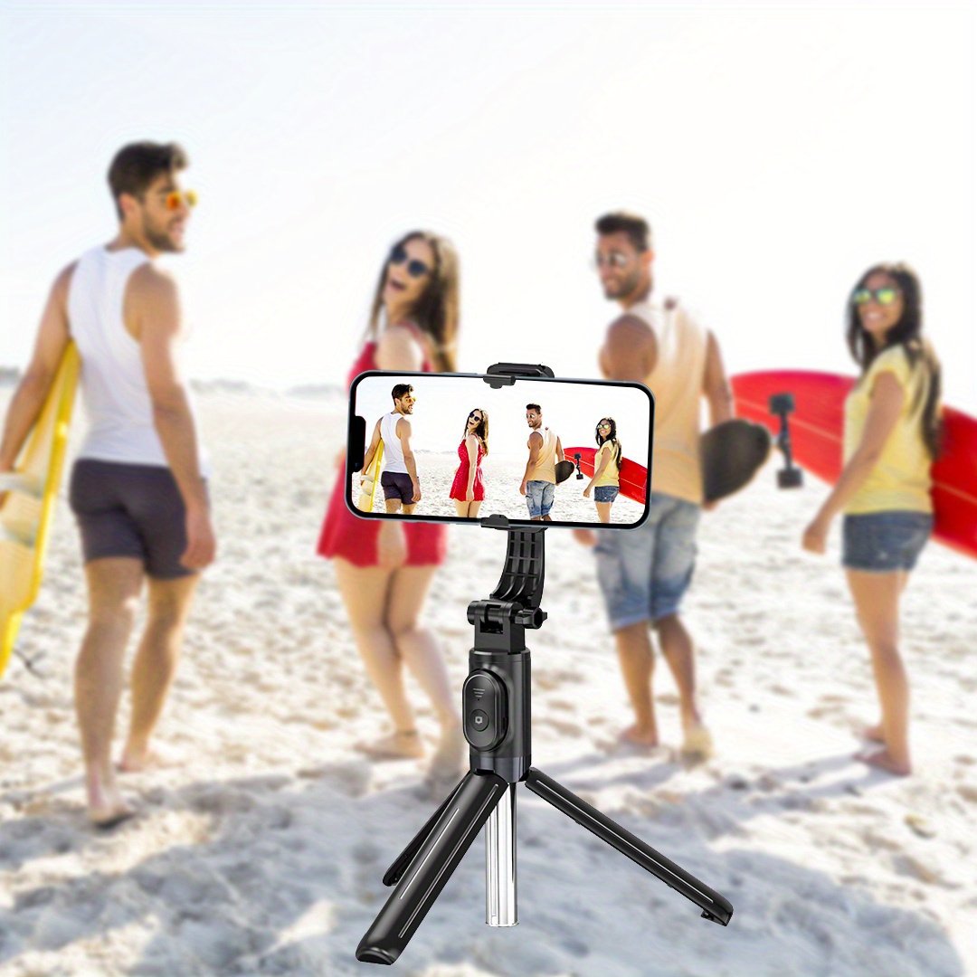 360° Rotating 40-Inch Selfie Stick Tripod with Wireless Remote, Battery Powered, Extendable Phone Holder for Travel, Vlogging - Wireless Portable Tripod Stand