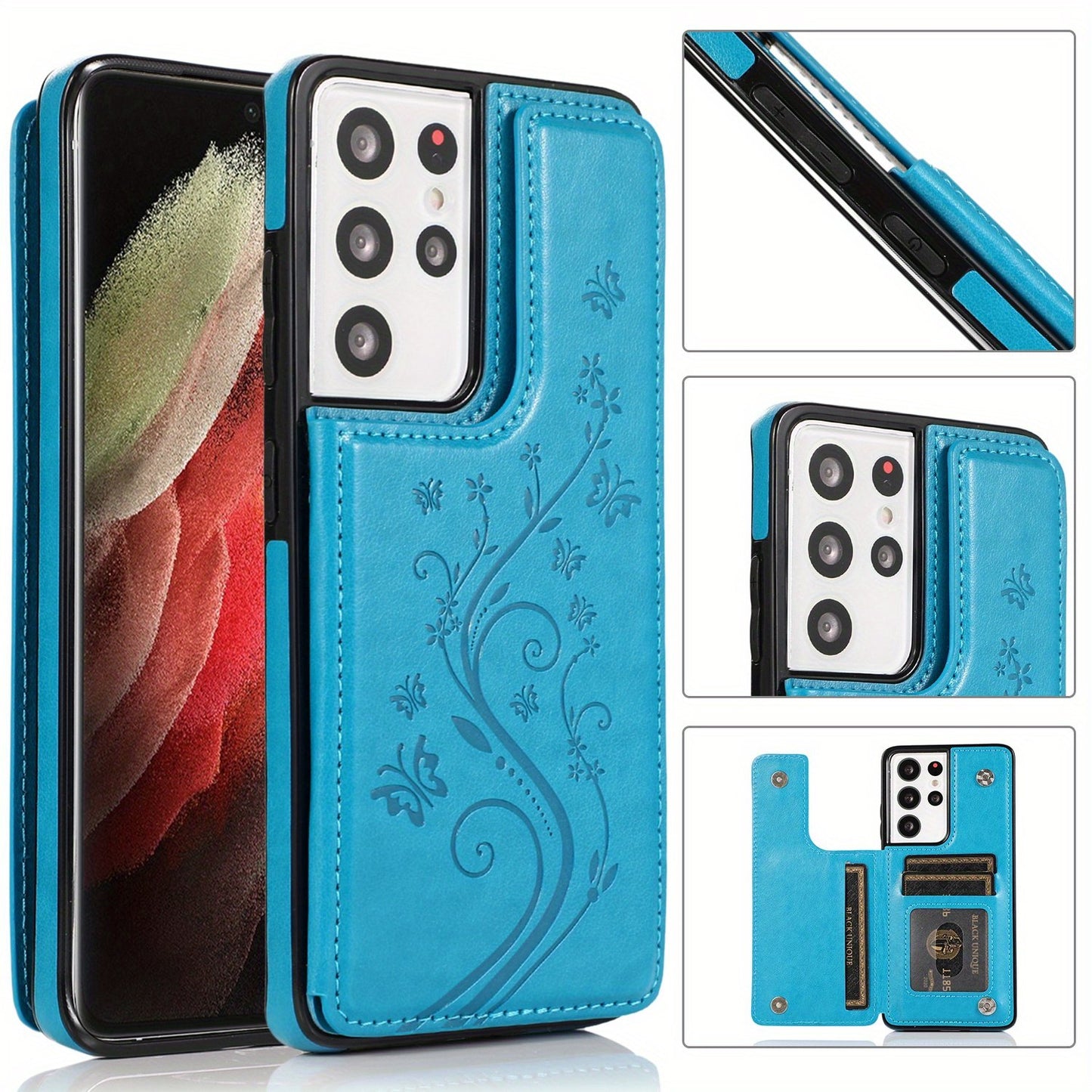 Mobile Phone Leather Case With Double Buckle Embossed For Samsung S23/S23+/S23 Ultra