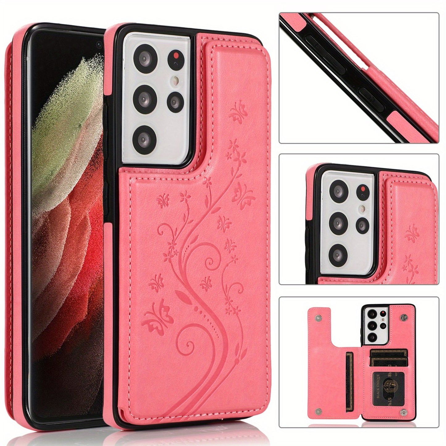 Mobile Phone Leather Case With Double Buckle Embossed For Samsung S23/S23+/S23 Ultra