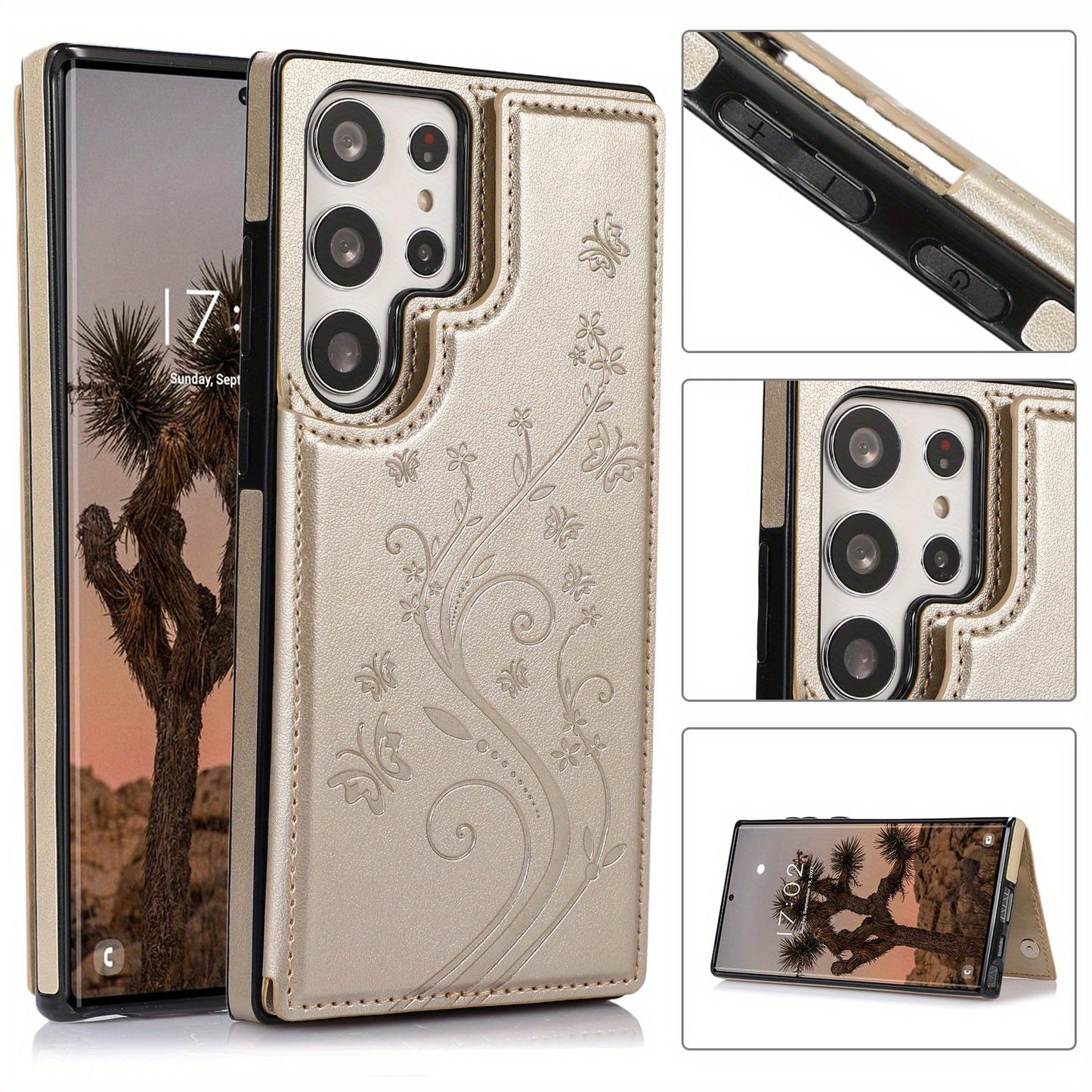 Mobile Phone Leather Case With Double Buckle Embossed For Samsung S23/S23+/S23 Ultra