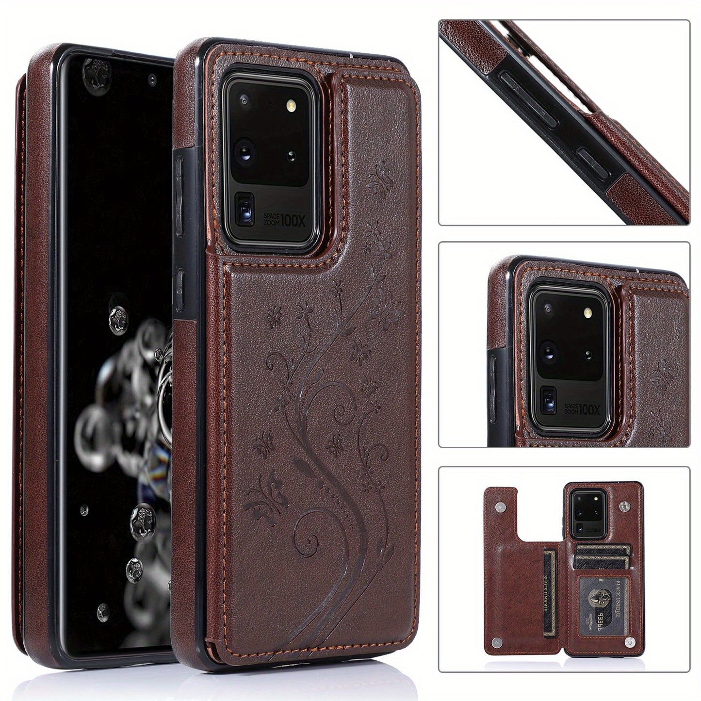 Mobile Phone Leather Case With Double Buckle Embossed For Samsung S23/S23+/S23 Ultra