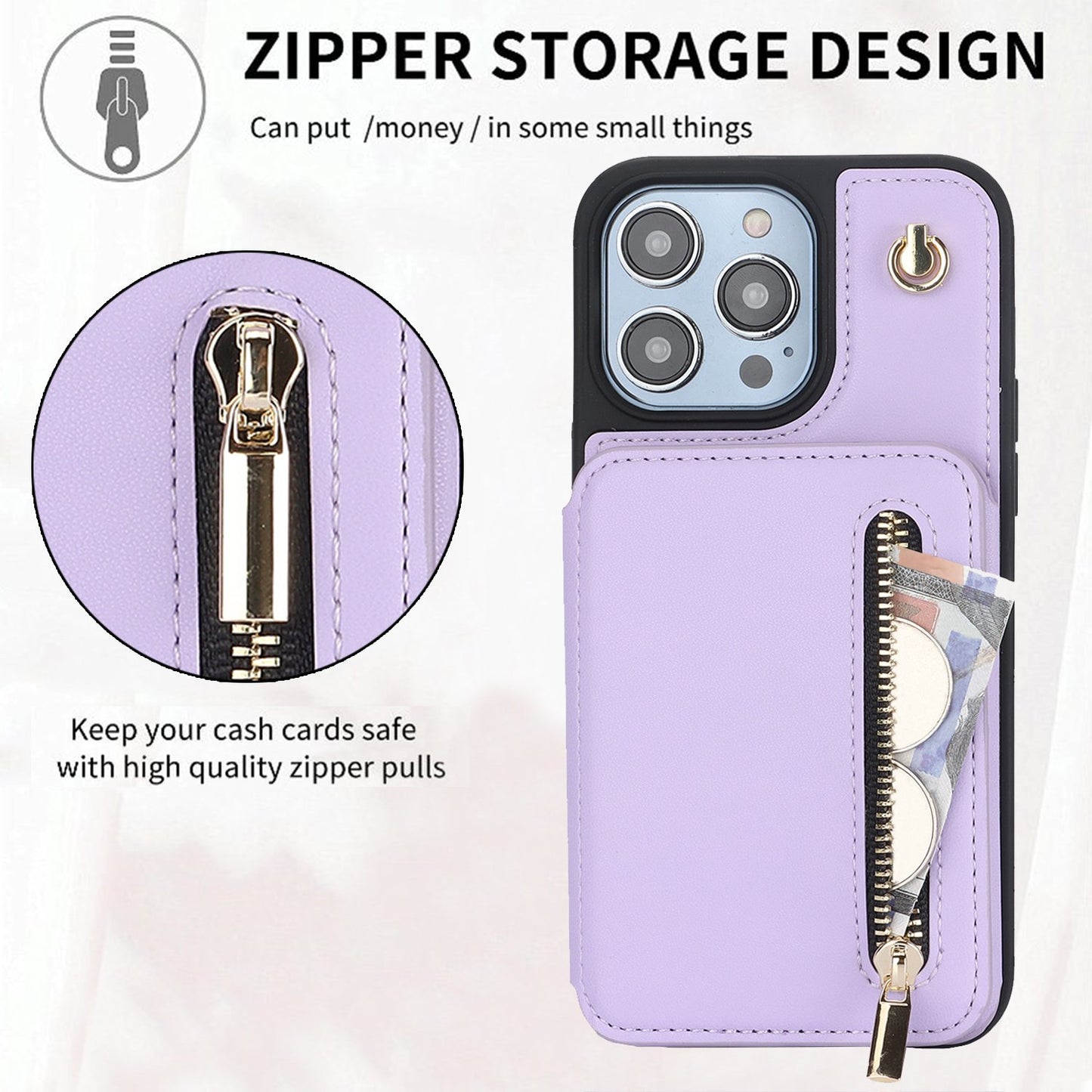 Crossbody PU Leather Back Case For IPhone 15 14 13 12 11 Pro X XS Max XR 8 7 Plus Ultra SE SE2 SE3 5G 2022 2020 Zipper Lanyard Wallet Card Slot Magnetic Stand Phone Cover