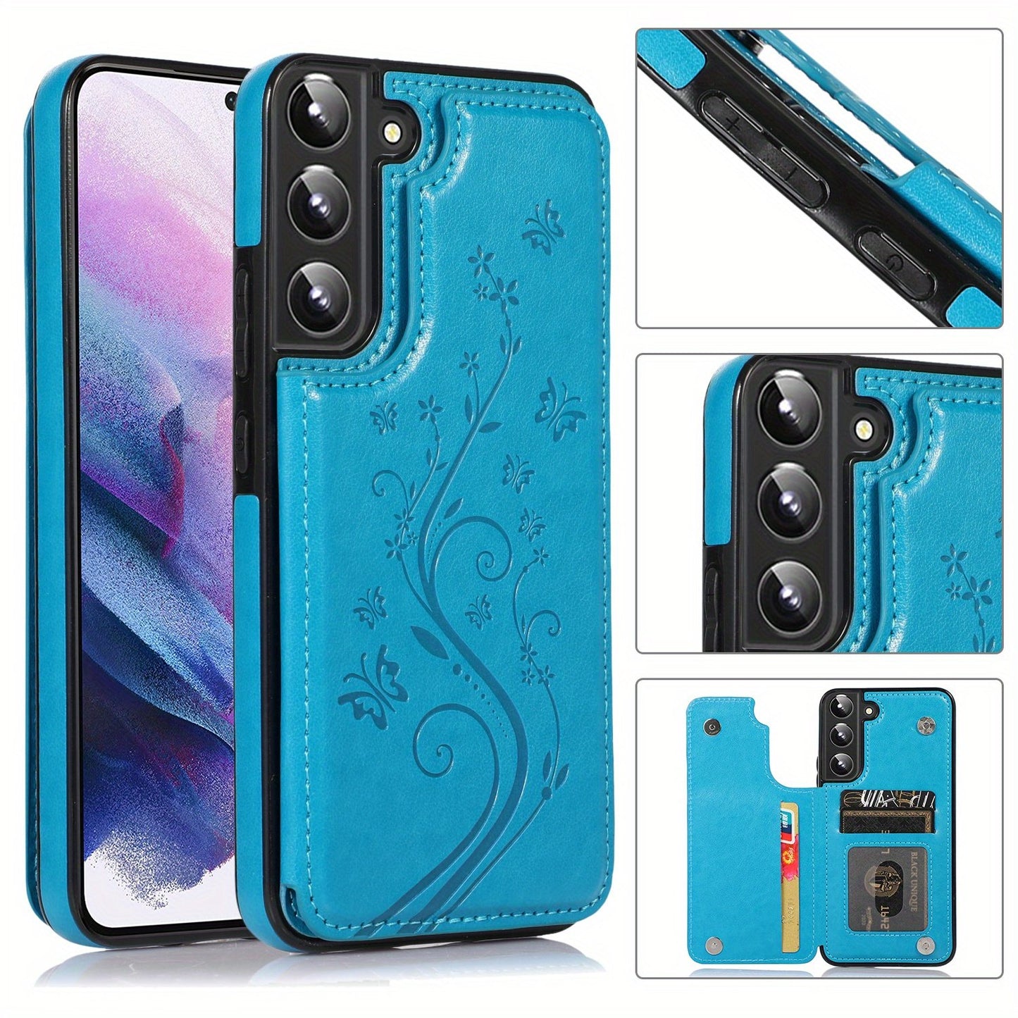 Mobile Phone Leather Case With Double Buckle Embossed For Samsung S23/S23+/S23 Ultra