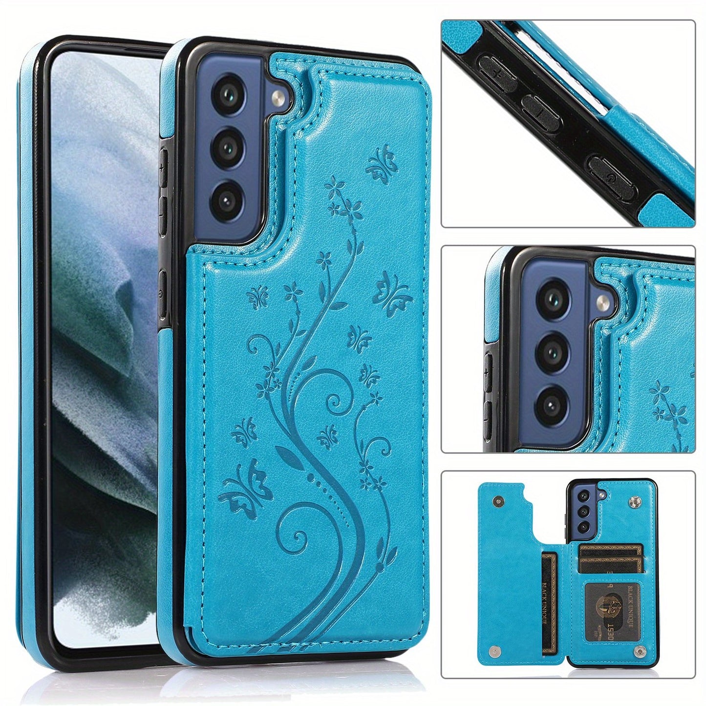 Mobile Phone Leather Case With Double Buckle Embossed For Samsung S23/S23+/S23 Ultra