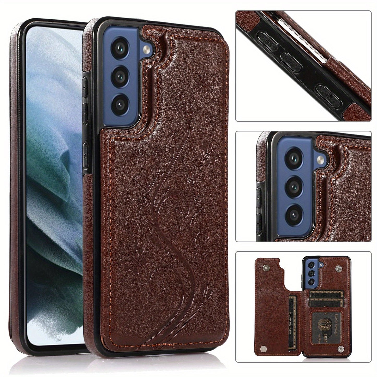 Mobile Phone Leather Case With Double Buckle Embossed For Samsung S23/S23+/S23 Ultra