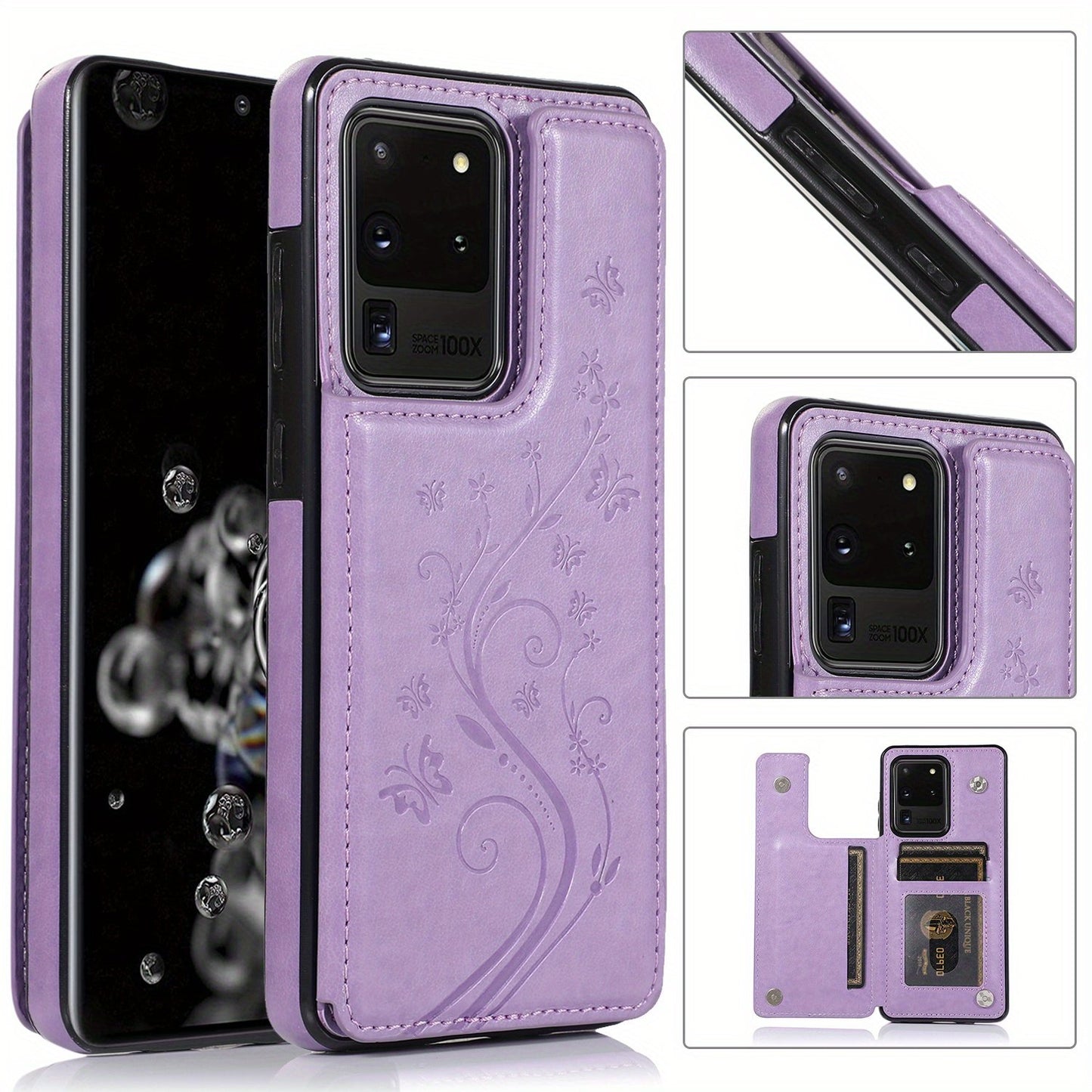 Mobile Phone Leather Case With Double Buckle Embossed For Samsung S23/S23+/S23 Ultra