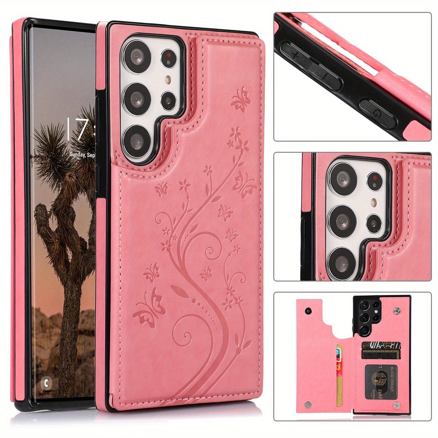 Mobile Phone Leather Case With Double Buckle Embossed For Samsung S23/S23+/S23 Ultra