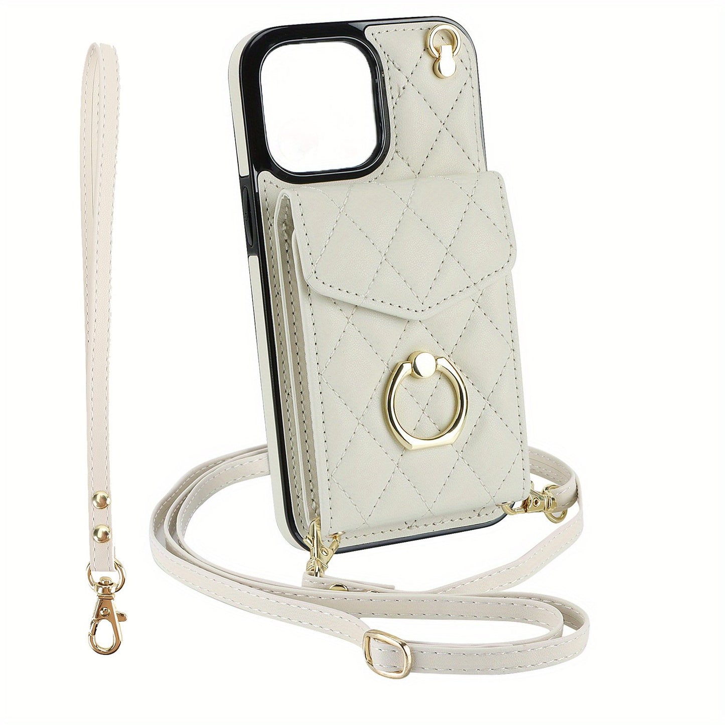 FANSONG Fashion Crossbody Bag Faux Leather Phone Case For iPhone 15 Plus 15/14/13 Pro Max Protect Case With Holder Long Lanyard Ring Wallet Card Slots Shockproof Protect Cover