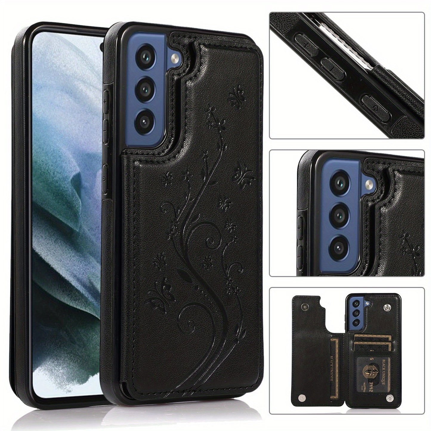 Mobile Phone Leather Case With Double Buckle Embossed For Samsung S23/S23+/S23 Ultra