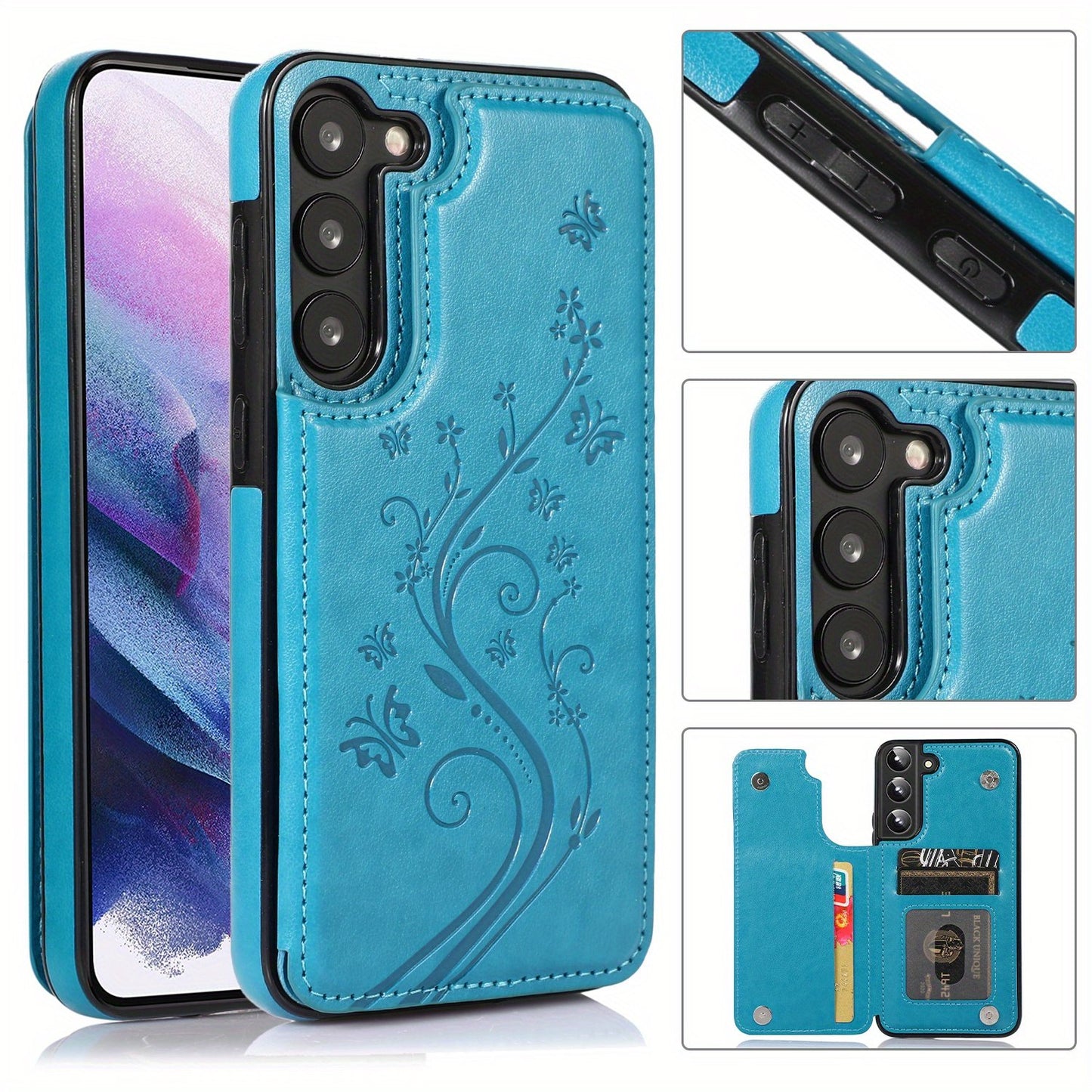 Mobile Phone Leather Case With Double Buckle Embossed For Samsung S23/S23+/S23 Ultra