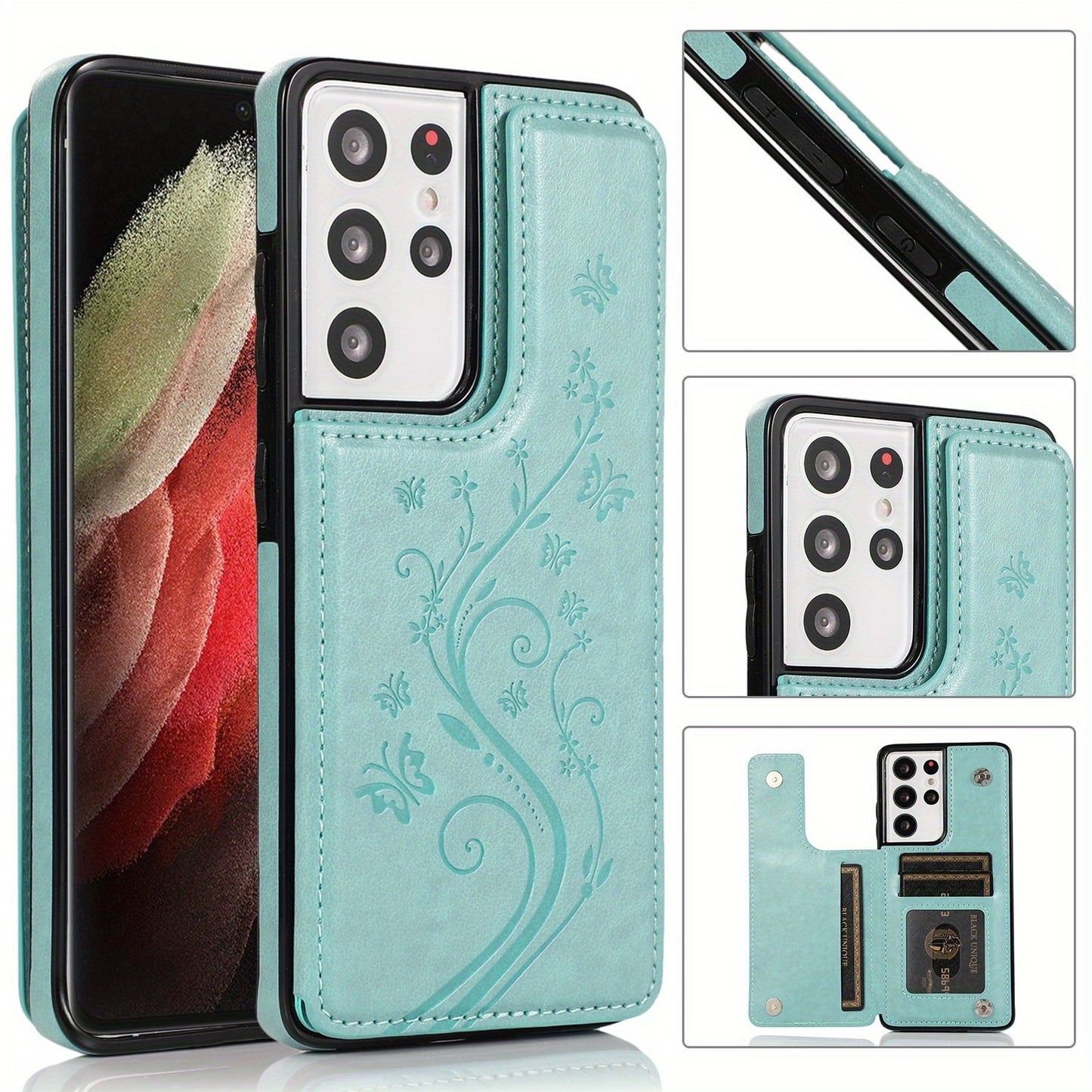 Mobile Phone Leather Case With Double Buckle Embossed For Samsung S23/S23+/S23 Ultra