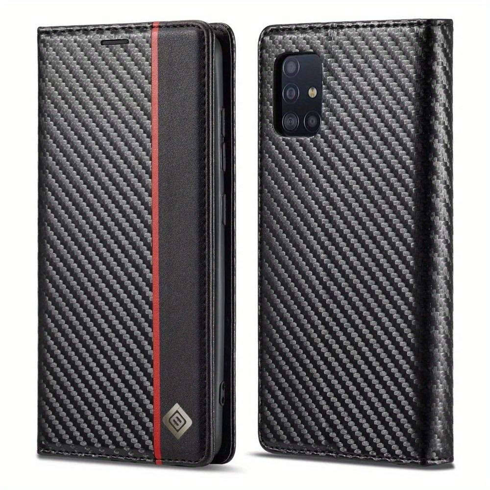 Premium Leather Wallet Case with Carbon Fiber Pattern for Samsung Galaxy S23 Ultra S22 S21 FE Ultra S20 FE S10 Plus A54 A53 A52 A52s A51