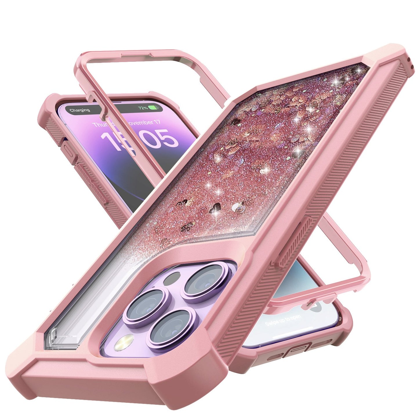 Heavy Duty Girly Liquid Bling Quicksand Glitter Case For IPhone 14 13 12 11 Pro Max Plus Hybrid Impact Resistant Shockproof