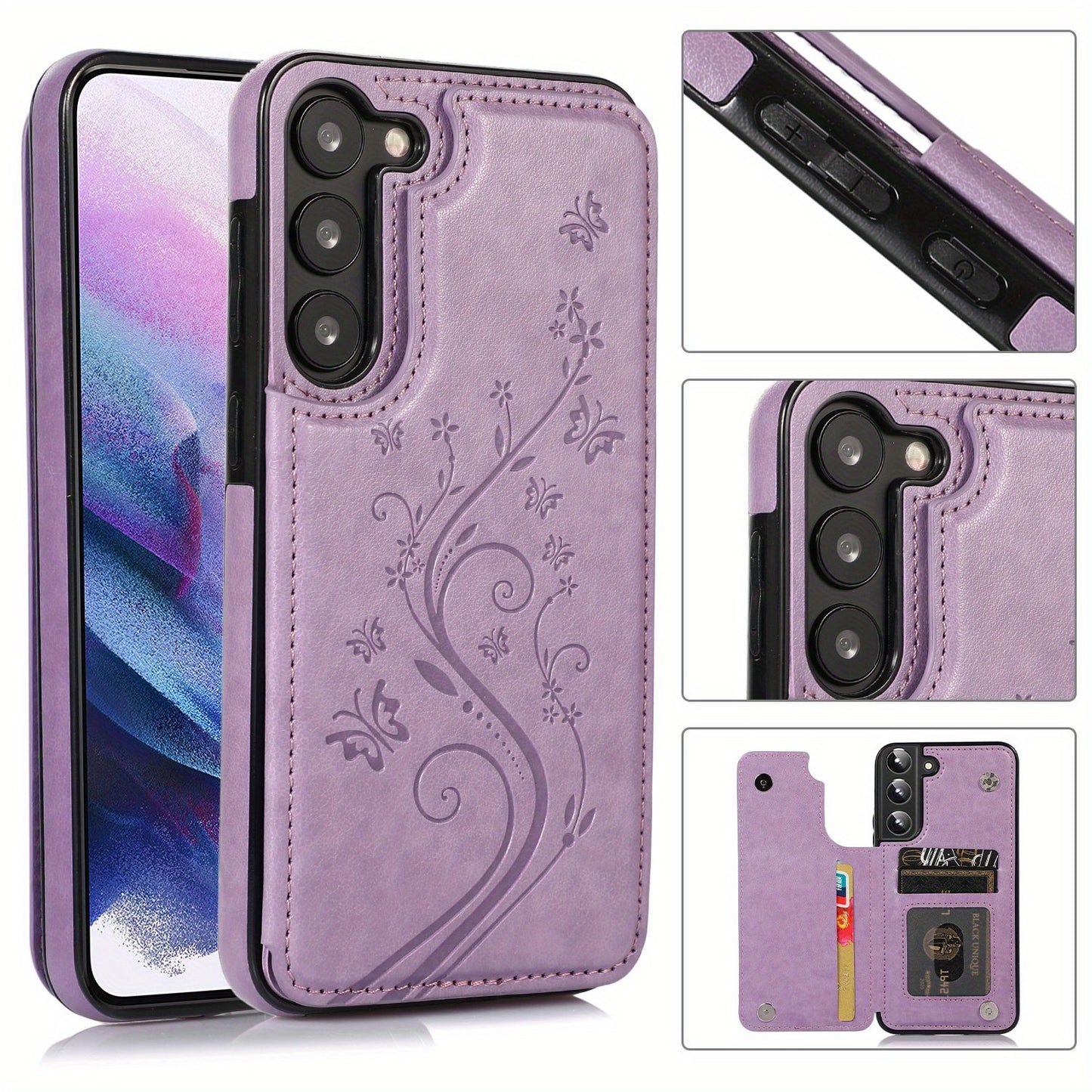 Mobile Phone Leather Case With Double Buckle Embossed For Samsung S23/S23+/S23 Ultra