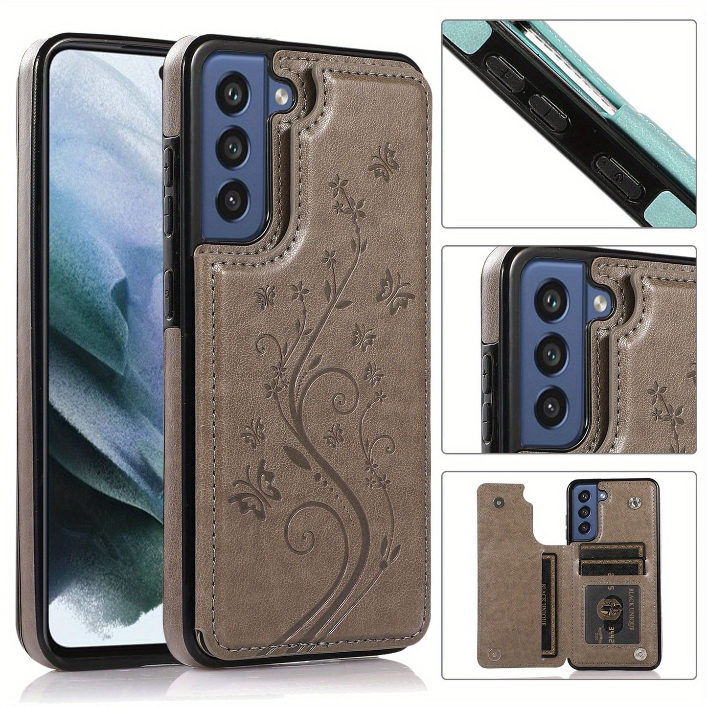 Mobile Phone Leather Case With Double Buckle Embossed For Samsung S23/S23+/S23 Ultra