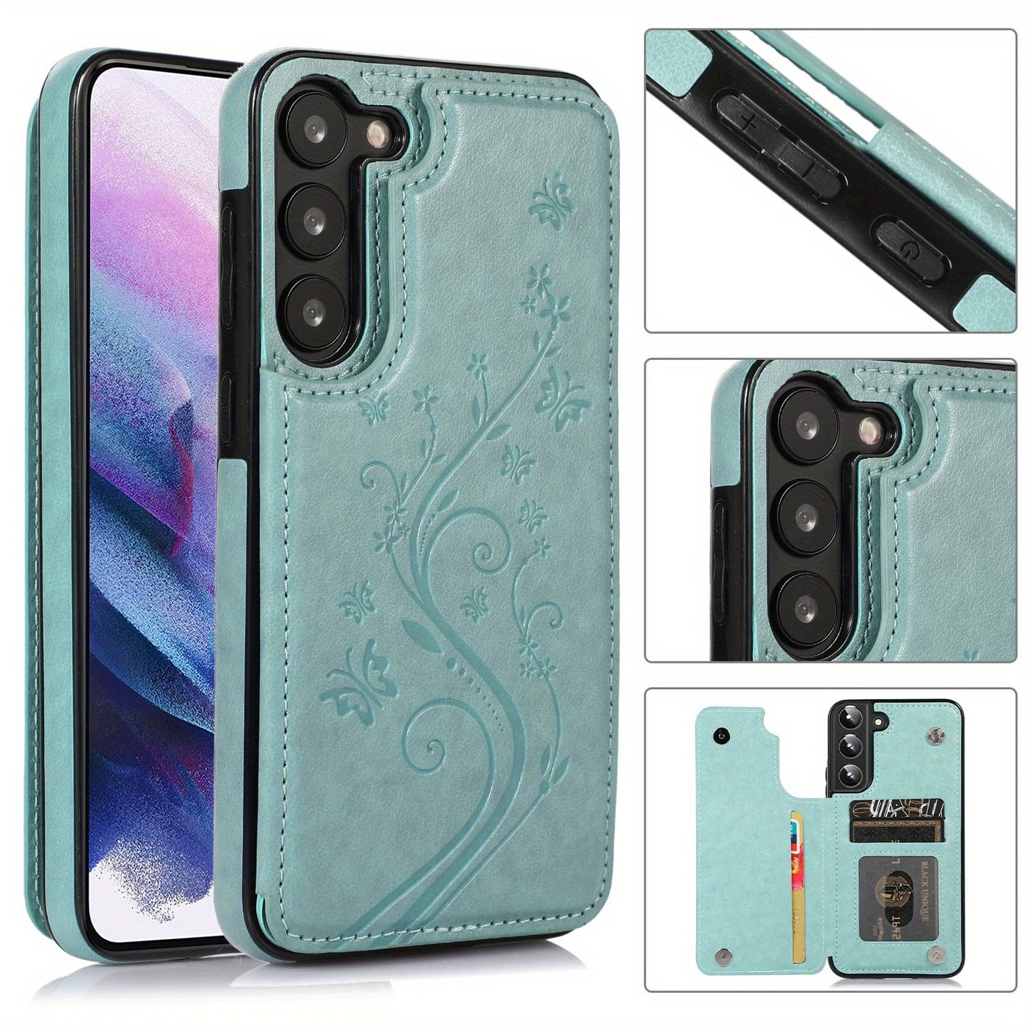 Mobile Phone Leather Case With Double Buckle Embossed For Samsung S23/S23+/S23 Ultra