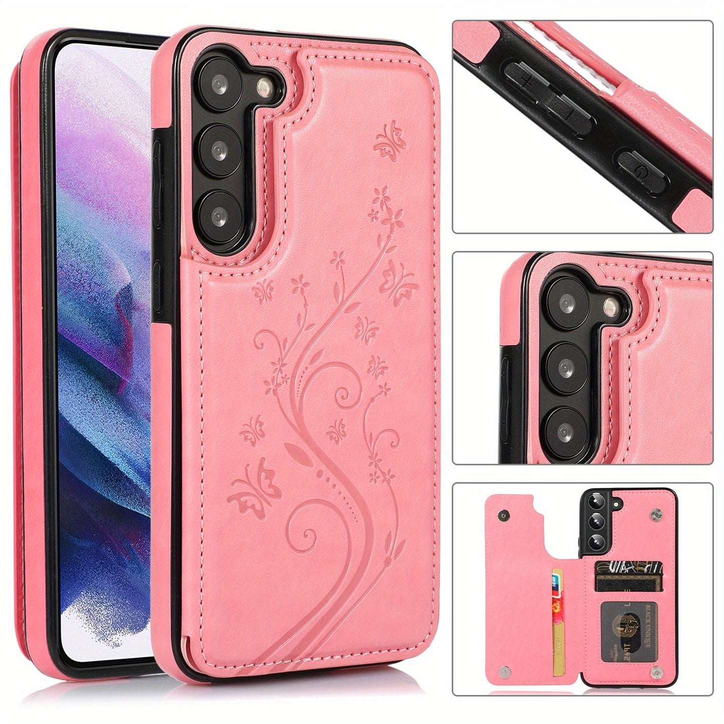 Mobile Phone Leather Case With Double Buckle Embossed For Samsung S23/S23+/S23 Ultra