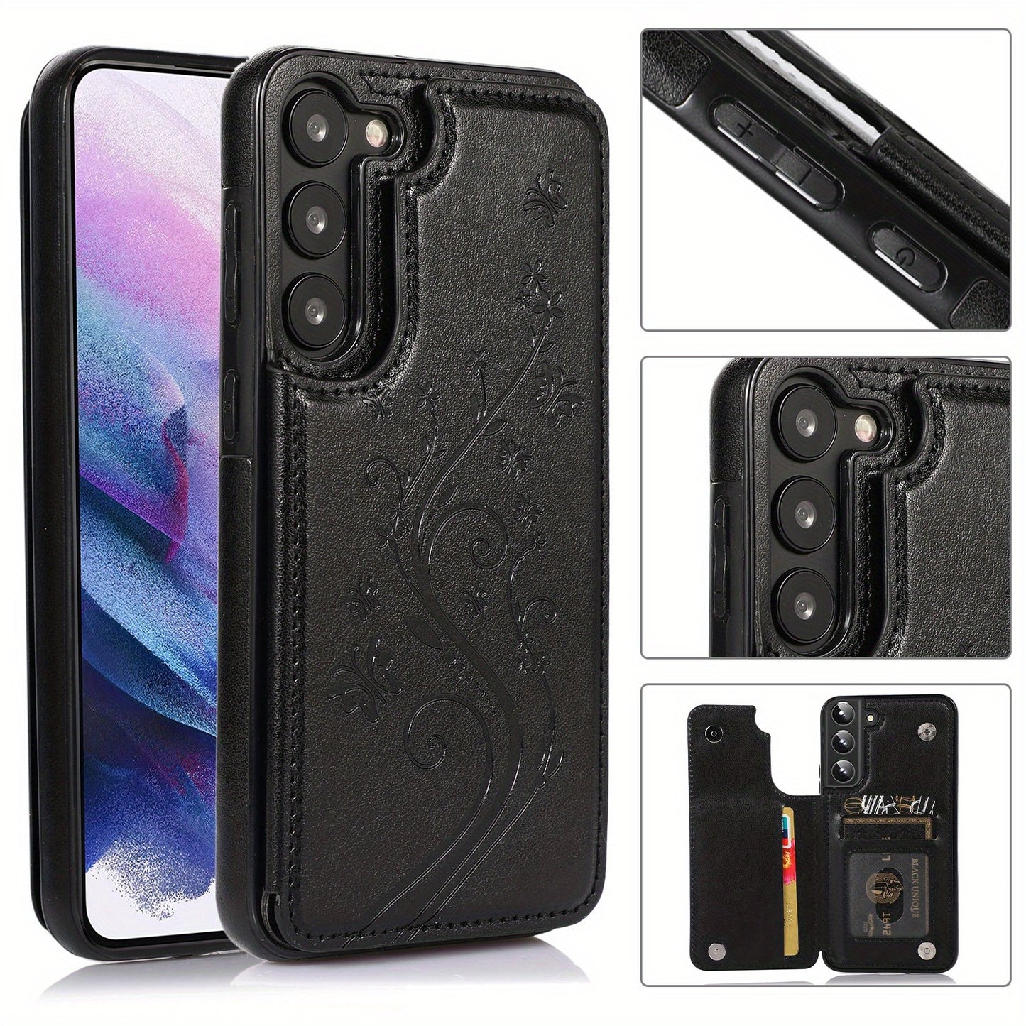 Mobile Phone Leather Case With Double Buckle Embossed For Samsung S23/S23+/S23 Ultra