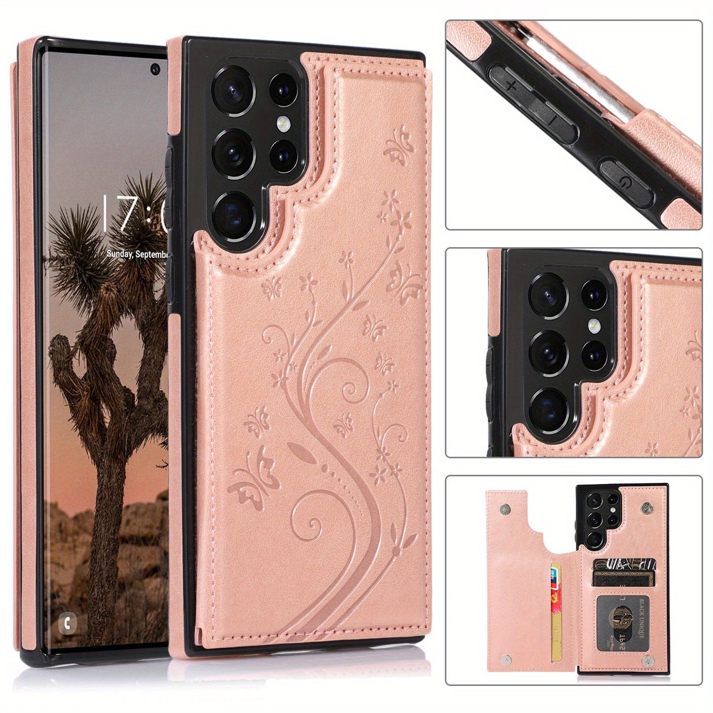 Mobile Phone Leather Case With Double Buckle Embossed For Samsung S23/S23+/S23 Ultra