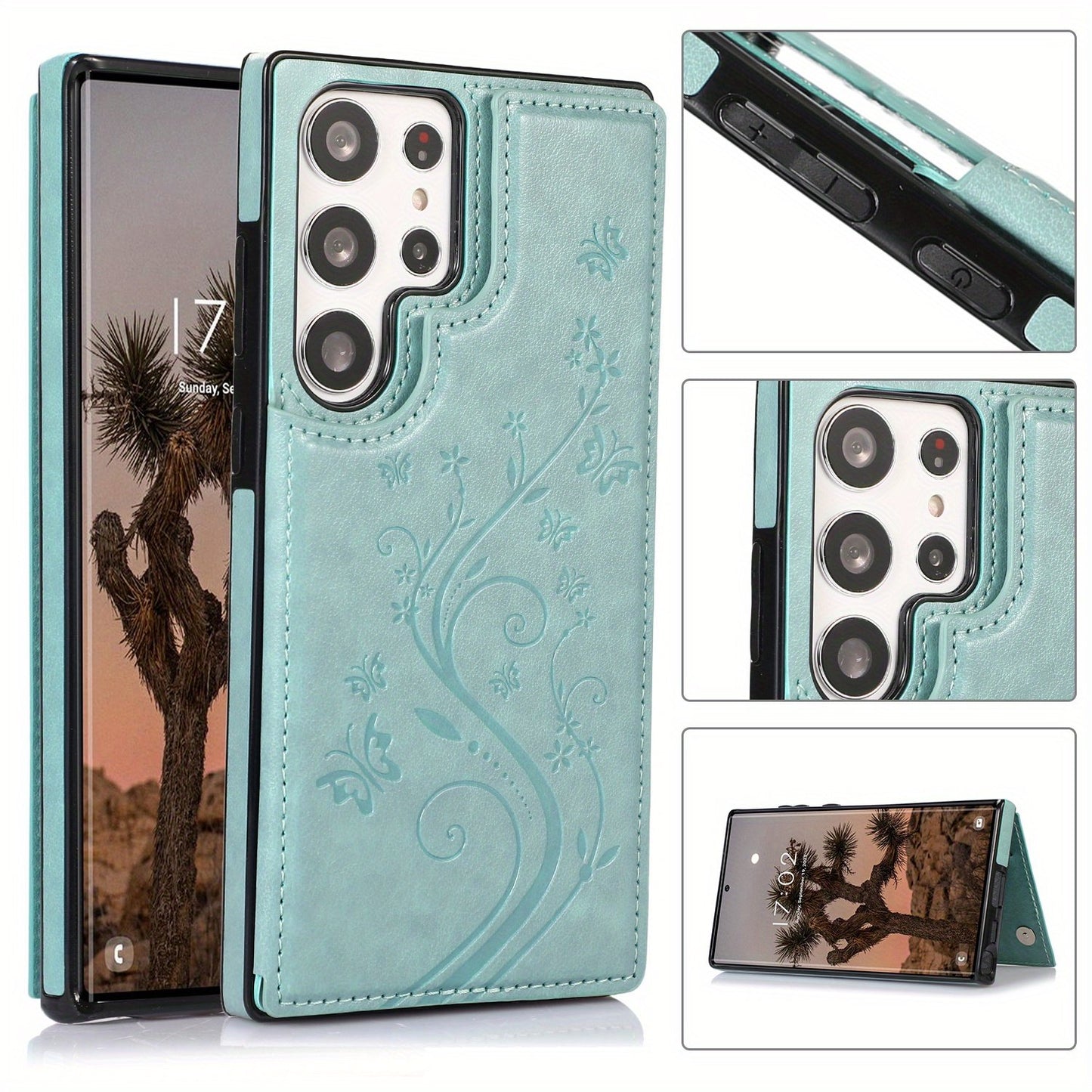 Mobile Phone Leather Case With Double Buckle Embossed For Samsung S23/S23+/S23 Ultra