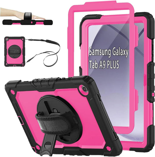 Case for Samsung Galaxy Tab A9 Plus 11 inch 2023,SM-X210/216/218 Case with Screen Protector,Kids Shockproof Galaxy Tab A9 Plus Cover with Pencil Holder,Hand/Shoulder Strap Purple