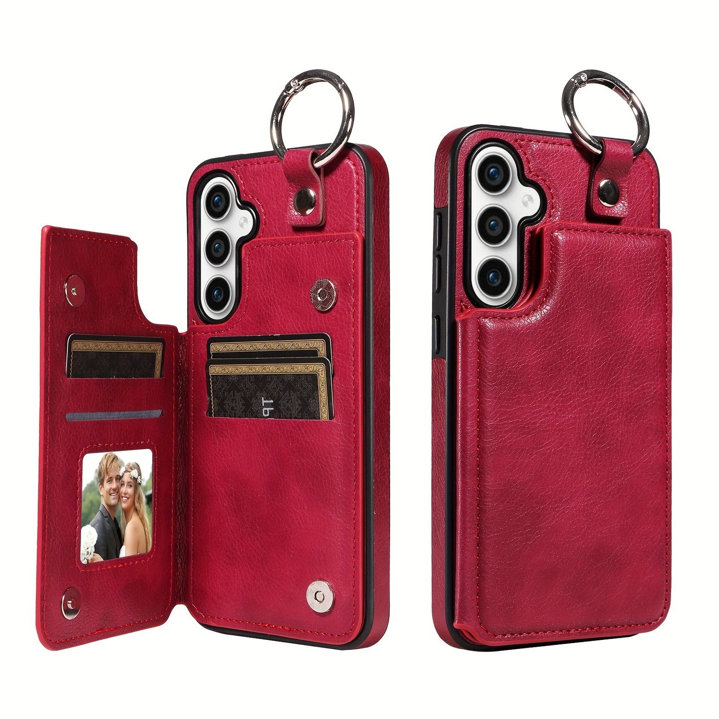 Fashion Wallet Faux Leather Phone Case For Samsung Galaxy S24 S23 S22 Ultra S24 S23 S22 Plus S21 FE S23 FE With Ring Magnetic Double Buckle Flip Credit Card Holder Shockproof Protect Cover