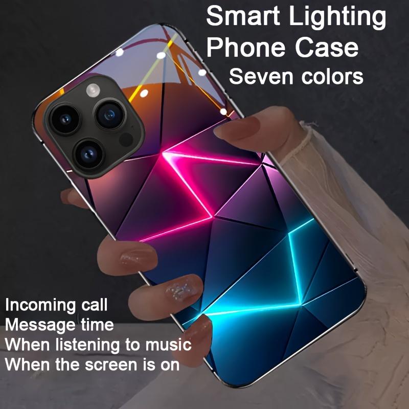 Colorful Diamond-shaped Colorful Smart Voice-controlled Flashing Mobile Phone Case, Suitable For IPhone 15 Pro Max/14 Pro Max/11/12 Pro Max/13 Pro Max, For Samsung S24 Ultra/S23 Ultra/S22 Ultra/S21 Ultra/S20 Ultra