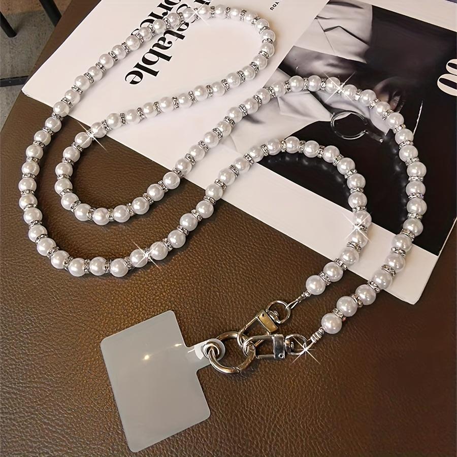 Mobile Phone Lanyard Extended Slung Women's Phone Lanyard Inlaid With Rhinestones, Pearls, Beaded Chain, Bag Strap Chain, Metal Hook, Detachable Mobile Phone Case Anti-loss Lanyard, Universal Mobile Phone Case Lanyard