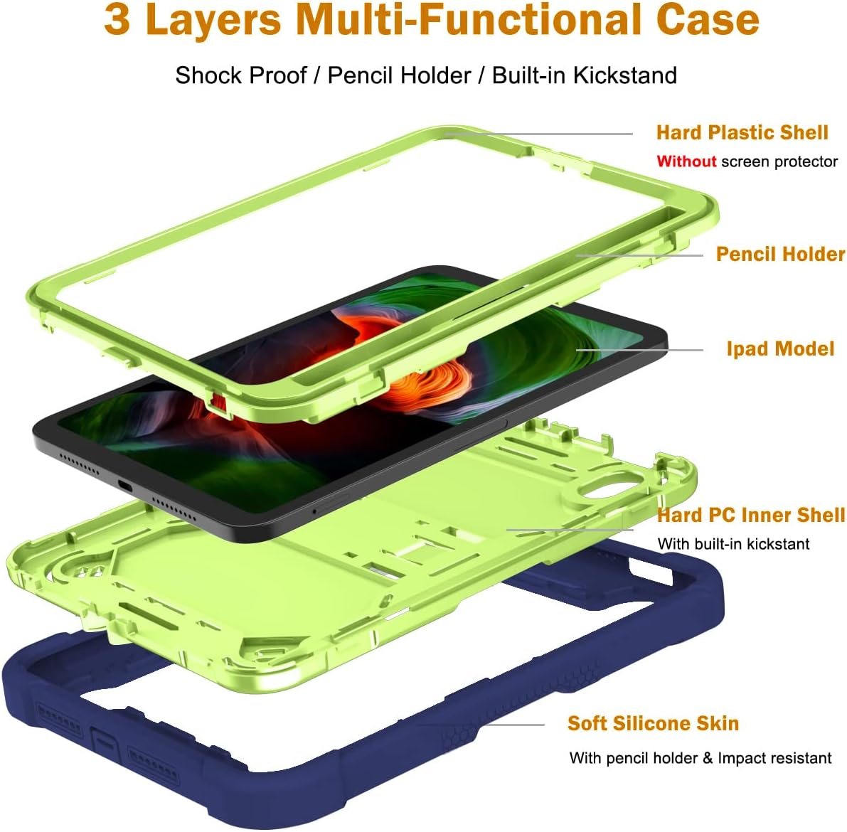 Heavy Duty Rugged Kids Tablet Cases For iPad Mini 6 2021 8.3 inch Shockproof Hybrid Hard Soft Bumper Kickstand Covers