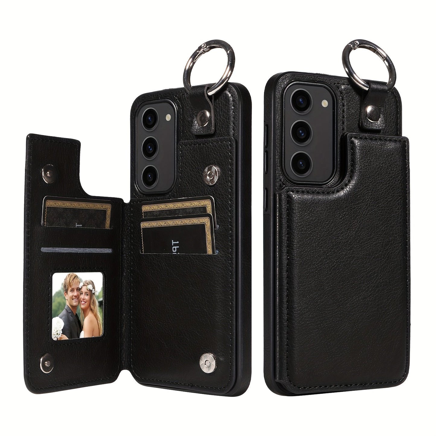 Fashion Wallet Faux Leather Phone Case For Samsung Galaxy S24 S23 S22 Ultra S24 S23 S22 Plus S21 FE S23 FE With Ring Magnetic Double Buckle Flip Credit Card Holder Shockproof Protect Cover