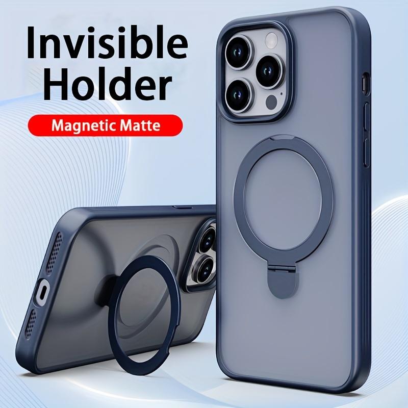 Luxury Magnetic Wireless Charger Invisible Ring Stand Phone Case For IPhone 15 14 13 12 11 Pro Max Plus Military Grade Shockproof Armor Silicone Bumper Matte Protective Cover